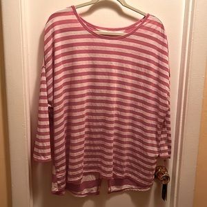 Tommy Hilfiger Sport XL top NWT , stripe , split back , long sleeve blouse